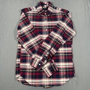 J Crew Slim Oxford Shirt Mens Small Plaid Red Blue Button Down Casual